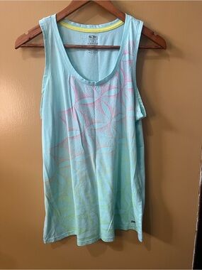 Athletic Works Light Blue Tank Top with Pink & Yellow Accents